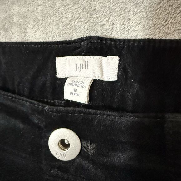 J Jill Velvet Pants 16P Black Petite Straight Leg Soft Stretch Luxe Minimalist - Picture 3 of 9